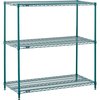 Global Industrial Nexel 3 Tier Wire Shelving Starter Unit, Poly-Green, 54W x 14D x 34H B3050227